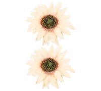 ULTECHNOVO 2pcs Rustic Sunflower Curtain Tiebacks with Clips, No-drill Curtain Holdback Buckles in Beige for Living Room Drapery Binding and Window Decoration