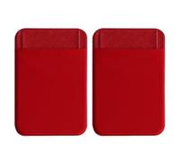 ULTECHNOVO 2pcs Self Adhesive Red Phone Wallet Card Holder Set, Elastic Pu and PVC Leather Material, Slim Design for Convenient Cell Phone Back Pocket Storage