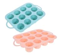 ULTECHNOVO 2pcs Silicone Cake Mould 12-Cavity Cylindrical Nonstick Reusable Baking Pan for Mousse, Pudding and Jelly