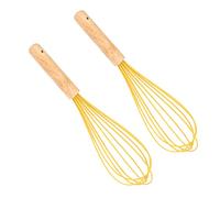 ULTECHNOVO 2pcs Silicone Whisk Hand Mixer 10 Inch with Wooden Handle Manual Egg Beater for Baking and Kitchen Cooking Tools