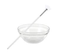 ULTECHNOVO 2pcs Skin Treatment Brush with Mixing Stirring Bowl, Facial Mask Applicator Tools for DIY Mask and Beauty Salon, White Nylon and Wood Material for Precise Application on Small