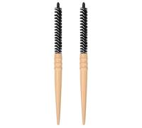 ULTECHNOVO 2pcs Small Hair Curling Combs with Wooden Handles for Styling Roll Hairbrush, Nylon Bristles for Scalp Massage and Wet or Dry Use, for Hair Blow Drying and Root Volume Styling
