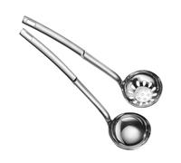 ULTECHNOVO 2Pcs Stainless Steel Long Handle Soup Ladle and Colander Kitchen Spoons with Smooth Surface Resistant Hot Pot and Cooking Utensils Comfortable Grip for Easy Straining and Serving
