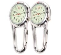 ULTECHNOVO 2pcs Stainless Steel Quartz Carabiner Watch with Fluorescent Dial for Mountaineering, Clip-on Fob Watch that Can Be Easily Clipped the Backpack, Night Time Visibility
