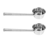 ULTECHNOVO 2pcs Stainless Steel Soup Spoons Long Handle 12cm Silver Kitchen Food Serving Ladles for Hot Pot and Cooking