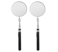 ULTECHNOVO 2pcs Telescopic Inspection Mirror 3.26in/83mm Large Round Swivel View Tool Extendable Stainless Steel Mechanics Mirror with Non-Slip Handle for Under Vehicle and Engine Examination
