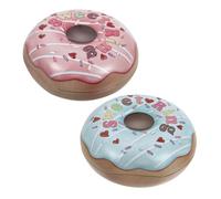 ULTECHNOVO 2pcs Tinplate Donut Shaped Candy Boxes for Birthday Party Wedding Candy Containers Cute Treat Gift Tins Pink and Blue for Favors and Gifts