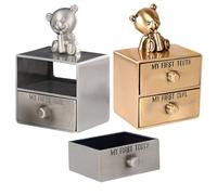 ULTECHNOVO 2pcs Tooth Keepsake Box Metal Storage Organizer for Teeth and Curl Being Crushed or Broken Gift for Newborns and Keepsake Collection