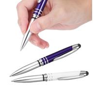 ULTECHNOVO 2pcs Touch Capacitive Stylus Pens with LED Flashlight, Metal Ballpoint Pens Black and White for Smartphones and Tablets, Multi-functional Writing and Screen Use