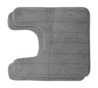 ULTECHNOVO 2pcs U-shaped Memory Foam Toilet Mat Set Non-slip Water Absorption Bathroom Floor Rug Deep Grey 50x60cm Soft Closestool Cushion for Home Bathroom
