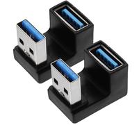 ULTECHNOVO 2pcs USB 3.0 Male to Female Adapter USB 90 Degree Adapter Stylish Elegant Quick File Transfers Versatile Laptop Black Abs Electronic Component Copper U-shaped Connector