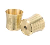 ULTECHNOVO 2pcs Vintage Brass Chinese Teacup Handleless Kung Fu Tea Cups for Buddhist Offering Espresso Asian Tea Tasting Multipurpose Mug for Rituals and Daily Use
