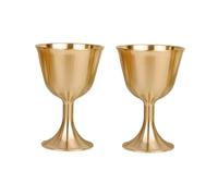 ULTECHNOVO 2Pcs Vintage Brass Temple Offering Cups Elegant Retro Design Sturdy and Smooth Surface Unique for Worship and Home for Ceremonial Use