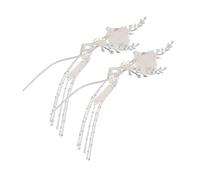 ULTECHNOVO 2pcs Vintage Chinese Style Metal Hairpins with Tassels Hair Sticks for Women Classic Moon Flower Design Traditional Hanfu Costume Accessories for Daily and Special Occasions