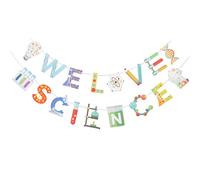 ULTECHNOVO 2pcs We Love Science Banner Science Party Decorations Science Theme Birthday Party Banner Bunting Garland Flag For Kids Fun Scientist Subject Supplies