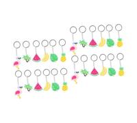 ULTECHNOVO 2sets 12pcs Hawaiian Style Keychain Pendant Summer Themed Hanging Decorations Palm Leaf Coconut Tree Flamingo Watermelon Pineapple Lemon Keyring Favors for Parties and 12pcs*2