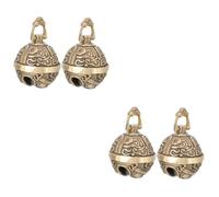 ULTECHNOVO 2sets Antique Brass Bell Keychain Pendant Chinese Style Key Charm for Home Decor Lightweight Bells for Crafts Design with Unique Detailing 2pcs*2