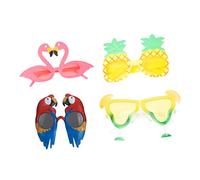 ULTECHNOVO 2sets Tropical Party Sunglasses Fun Stylish Beach Eyewear for Adults Lemon Flamingo Parrot Pineapple Frame Photo Props for Summer Parties 4pcs*2