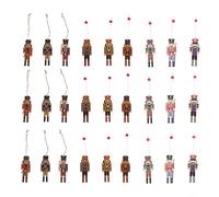 ULTECHNOVO 3 Boxes Christmas Tree Slice Pendants with Painted Walnut Soldier Design Rustic Hemp Rope Xmas Decorations for Home Classmates Embellishment