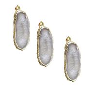 ULTECHNOVO 3 Pcs White Agate Stone Pendant Charms with Mini Hanging Ring Design and Fine Workmanship, Unique Irregular Shape Accessories for Necklace and Cosplay Style Costume