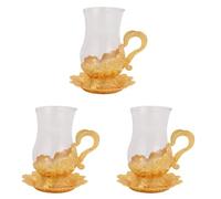 ULTECHNOVO 3 Sets European Style Tea Cup Set Glass Cup and Saucer and Decorative Display