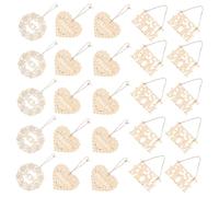 ULTECHNOVO 3 sets Mothers Day Wooden Ornaments Hollow Carved Pendants with Mom Rose Wreath Heart Designs Smooth Surface Craft Hanging Decorations for Home Indoor Outdoor DIY Decor