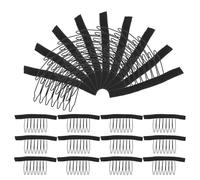 ULTECHNOVO 35pcs Black 7-teeth Wig Comb Clips Made of Stainless Steel and Polyester for Quick Wig Installation and Invisible Fixing Suitable for Fully Handknotted and Cap Bases at Social