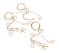 ULTECHNOVO 3pcs Aesthetic Phone Strap Zinc Alloy Shell Pearl Keychain Charms for Cell Phones Handbags Backpacks Versatile Mobile Lanyard with Ocean Starfish Design for Travel Daily Use