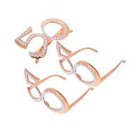 ULTECHNOVO 3pcs Birthday Party Glasses Rose Gold Number Shaped Eyewear Reusable Funny Costume Sunglasses for Wedding Anniversary Photo Booth Social Interaction Booster