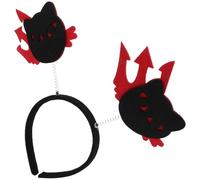 ULTECHNOVO 3Pcs Black Cat Headband Hairbands with Devil Horns for Halloween Costume, Evil Cat Headpiece Accessories for Women’S Spooky Party Dress Up