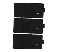 ULTECHNOVO 3pcs Car Visor Organizer Soft PU Leather Multi-function Storage Bag with Eyeglasses Clip Registration and Insurance Pocket Sunshade Card Holder for Auto Documents Black
