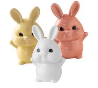 ULTECHNOVO 3pcs Ceramic Rabbit Statues Modern Minimalist Bunny Figurines for Desktop Adorn Yellow Pink White Table Ornament Home Fortune Decor Decorative Sculpture for Living Room Study Bar