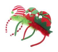 ULTECHNOVO 3pcs Christmas Elf Headbands Soft Striped Santa Hat Hairbands Festive Hair Topper for Party Supplies Holiday Cheer Accessories