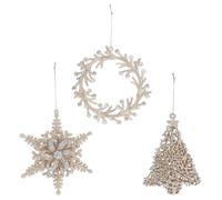 ULTECHNOVO 3Pcs Christmas Hanging Decors Set - Mini Glitter Wreath, Snowflake Pendant, and Christmas Tree Pendant - Festive Party Supplies for Holiday Tree Decoration