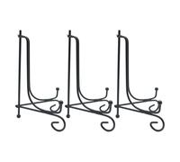 ULTECHNOVO 3pcs Mini Iron Plate Stands Black Metal Display Easels for Pictures Photo Frames Plates Bowls Vinyl Records Compact Stable Tabletop Holders for Artwork and Phone Display
