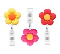 ULTECHNOVO 3pcs Nurse Badge Reel Flower Shaped Retractable Badge Holders with Good Stretch and Compact Design Stainless Steel and Pp for Office Staff and Factory Workers