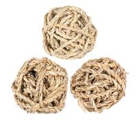 ULTECHNOVO 3pcs Parrot Straw Woven Ball Chew Toys, Interactive Natural Straw Balls for Pets to Reduce Biting Behaviour and Provide Enrichment