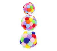 ULTECHNOVO 3pcs Plush Cat Teaser Balls Set Colorful Soft Yarn Balls for Cat Playing Reducing Separation Anxiety and Killing Time Indoor