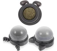 ULTECHNOVO 3pcs Rotatable Catnip Ball PET for Cats with Plastic Animal Head | Window or Bed Placement, Easy Licking Action, Mood Support, Hair Clearing Use, Cat Plaything