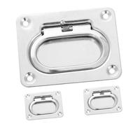 ULTECHNOVO 3pcs Stainless Steel Lift Ring Handles Spring-loaded Flush Mount Pulls for Boat Hatch Deck Locker Hardware Use