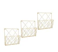 ULTECHNOVO 3pcs Wall Mounted Document Rack for Newspapers and Magazines, Metal Mesh Three Compartment Organizer with Smooth Rounded Edges, Easy Non-drill Setup for Home and Workspace