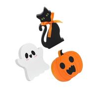 ULTECHNOVO 3pcs Wooden Halloween Decorations Indoor Cute Ghost Pumpkin Cat Table Signs Tiered Tray Decor for Festive Party Supplies Reusable Halloween Party Accents