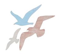ULTECHNOVO 3pcs Wooden Seagull Wall Decor Set Mediterranean Style Coastal Sea Bird Sculptures Handmade Wood Grain Hanging Ornaments for Living Room Bedroom Dining Room