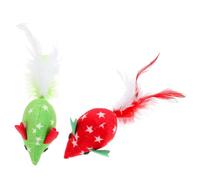 ULTECHNOVO 4 Pcs Plush Cat Teaser for Cats, Interactive Mouse Plaything | Red and Green Options, Indoor Play Use, Curiosity Boost, Attention Grabber, Suitable for Kittens and Adults