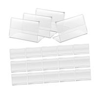 ULTECHNOVO 40 Pcs Acrylic Sign Holder Display Stands Vertical Card Display with Protective Film Compact Lightweight Price and Business Card Holders for Market Stall Office Events