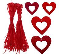 ULTECHNOVO 40 Pcs Hanging Hearts Valentines Day Decor Pvc Heart-shaped Decorations Romantic Red Pendant Strong Versatile Use for Outdoor Wedding Valentine’s Day