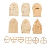 ULTECHNOVO 48pcs DIY Wooden Fairy Garden Door Chips Unpainted Miniature Blank Wood Boards for Craft Painting and Home Decoration Wear-Resistant Fairy House Accessories