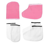 ULTECHNOVO 4pairs Hand Mask Foot Mask Covers for Nail Art Care Paraffin Wax Bath Gloves Removing Covers for Hand Spa and Foot Peel Treatment