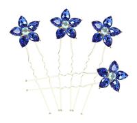 ULTECHNOVO 4pcs Blue Rhinestone Hair Pins U Shaped Zinc Alloy Hair Accessories for Creating Elegant Updo Hairstyles for Birthday and Valentine's Day