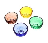 ULTECHNOVO 4pcs Crystal Buddhist Offering Bowls Yellow Green Brown Blue Enshrine Cups Smooth Polished Edges for Temple Home Worship and Ritual Use